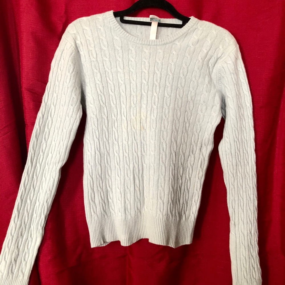 100% Cashmere Aqua Hazy Blue Crewneck Sweater